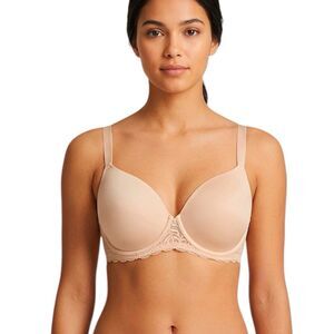Paramour  Bra Size 42D Beige Lace Adjustable Straps Under Wire Padded Carolina